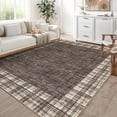 thumbnail image 5 of Garvee 5'x7' Plaid Area Rug, Washable Rugs Non-Slip Soft Boedered Carpet Low Pile Indoor Accent Rug for Living Room Bedroom Home Office, Brown, 5 of 9