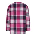 thumbnail image 6 of YUTK Womens Plaid Shawl Collar Cardigan Sweaters Long Open Front Flannel Jacket Buffalo Plaid Shacket Fashion Fall Outfits Hot Pink S, 6 of 7