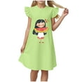 thumbnail image 2 of HCNTES Girls Summer Solid Color Fly Sleeved Casual Dress Nightdress 5-6 Years Green, 2 of 5