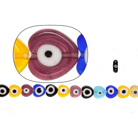 Peking Glass Beads Glass Beads, Mix Color pack Evil Eye Amulet Design, 10mm Heart Plate. Sold per pkg of 40pcs/ 36cm String ()