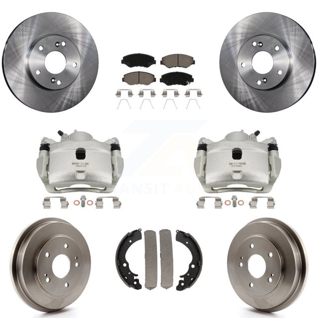 Transit Auto Front Rear Disc Brake Caliper Rotors Drums Ceramic Pads Kit (8Pc) for Car Honda Fit Accord KC8-100781C