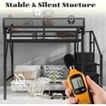 thumbnail image 6 of Mirightone Full Size Loft Bed with Stairs, Metal Loft Beds Full with Storage Shelves, Adults Loft Bed with Wardrobe, Heavy Duty High Lofted Bed,Convertible Staircase, All black, 6 of 10