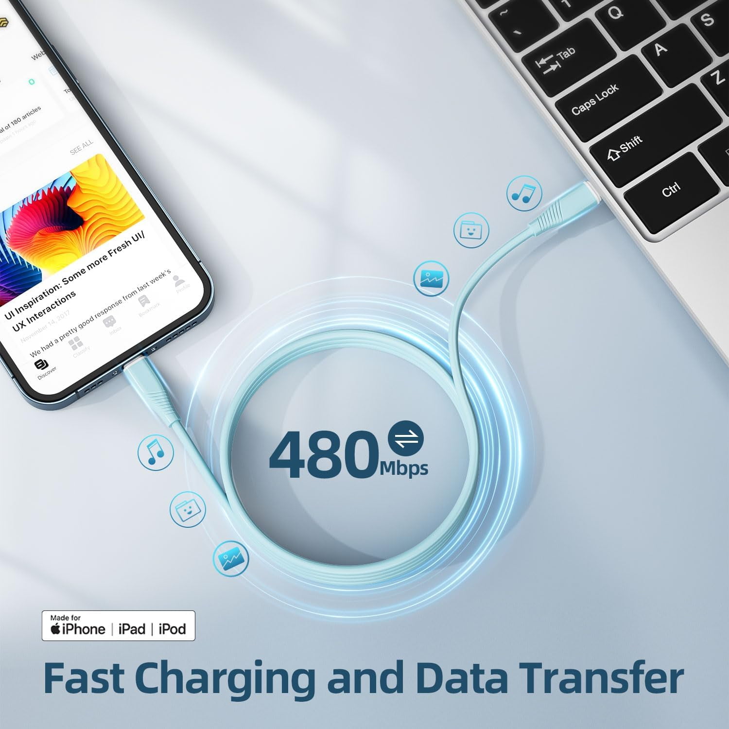 MHAWBL-iPhone Charger Fast Charging 20W PD USB-C Wall Charger and 6 FT USB C Charging Cable iPhone Fast Charger Compatible with iPhone 14 13 12 11 X 8 7 More