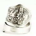 thumbnail image 3 of HOOUN Vintage Silver Spoon Ring Flower Leaf Wide Ring Party Jewelry Adjustable Size-01#, 3 of 8