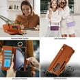 thumbnail image 7 of Crossbody Wallet Case for Samsung Galaxy Z Fold 5 RFID Blocking Card Slots, PU Leather Wristband Strap Zipper Pocket Phone Case with Stand Secure Ring Buckle for Samsung Galaxy Z Fold 5, Brown, 7 of 7