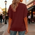 thumbnail image 6 of ClodeEU Womens Summer Short Sleeve Lightweight V Neck T Shirts, Dressy Casual Tunic Clothes Tops Wine,Womens Plus S, 6 of 7