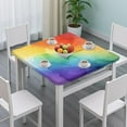 thumbnail image 3 of Rainbow Tie Dye Ink Pattern Square Fitted Tablecloth with Elastic Edge,Square Table Cover,Washable Elastic Table Cover for Home Kitchen Party Decor 34"x34", 3 of 6