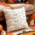 thumbnail image 2 of Halloween Embroidered Pumpkin Ghost Throw Pillow Cover, 18x18 Farmhouse Cushion Case, Soft Polyester, Hidden Zipper, Fall Decor for Sofa Bed by MPOISVA, 2 of 7