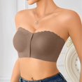 thumbnail image 2 of VISALY Strapless Front Closure Bra for Women Non Slip Padded Bandeau Bra Seamless Wirefree Underwear Strapless Bandeau Bralette Front Hook Padded Non Slip Seamless Push Up Tube Top Bra Coffee L, 2 of 8
