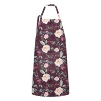 Pioneer Flower Floral Print Pattern Apron-Garden Aprons for Women with Pockets-Cotton Linen Waterproof Kitchen Cooking Gardening Aprons Adjustable for Kitchen,Cooking,BBQ and Salon 33x27 Inch