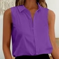 thumbnail image 2 of Blouse for Women – Sleeveless Tunic Top Elegant and Dressy Casual Blouse for Beach Vacation or Summer Office Women's Sleeveless Button Down Shirts Blouses Solid Casual Loose V Neck Tank Tops For Work, 2 of 7