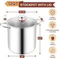 thumbnail image 2 of Coliware 12 QT Stainless Steel Stock Pot with Glass Lid , Cooking Soup Pot with 3-Ply Whole Clad for Home and Restaurant, Induction Cookware & Dishwasher Safe, 2 of 7