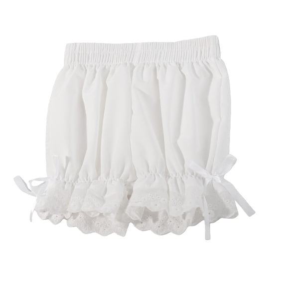 CPNG Girls Fashion Lace Trim Shorts Summer Thin Solid Color Loose Casual Shorts Elastic High Waist Shorts(White,11-12 Years)