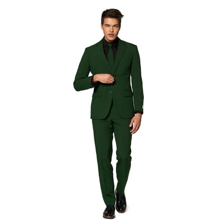 OppoSuits Men's Glorious Green Solid Color Suit