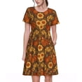 thumbnail image 1 of Bixox Robe d'Été à Manches Courtes pour Femmes Robe Ample Longueur Genou avec Poches-Poulet et Coq, 1 of 7