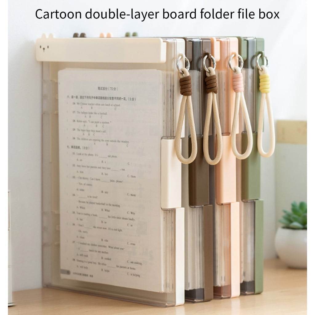 Zeiwohndc Double Layer ABS Document with Clipboard Portable File Organiser Storage Box