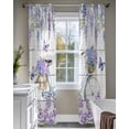 thumbnail image 4 of Purple Flowers Sheer Curtains 84 Inch Length 2 Panels Set for Living Room/Bedroom, Weeping Spring Floral Bicycle Wooden Kitchen Curtains Grommet Semi-Sheer Curtains Drapes Window Treatments 42"x84"x2, 4 of 7