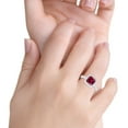 thumbnail image 6 of Halo Princess Cut Wedding Ring Ruby CZ 925 Sterling Silver Size 7, 6 of 7