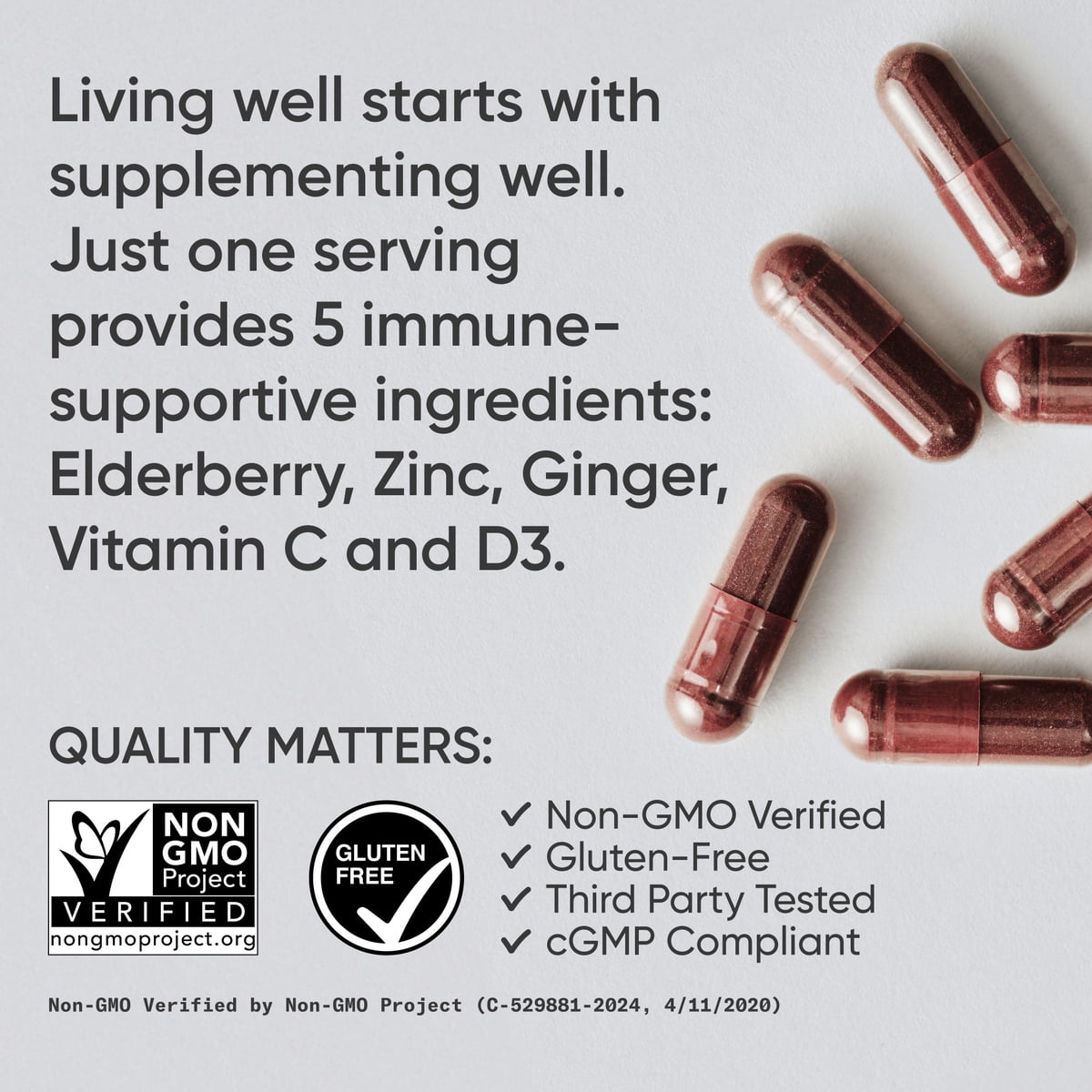 Sports Research® Elderberry 500mg Vitamin D C Ginger Zinc High Extract Non-GMO Gluten Free (60 V-Softgels)