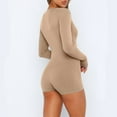 thumbnail image 6 of Clothing Cqxid525 Women's 2025 Spring Summer Shorts Romper Pajamas for Family Pajamas Matching Set Long Sleeve T Shirt and Pants Holiday Pajama Ladies Jumpsuit Sleepwear Brown 1PC, 6 of 6