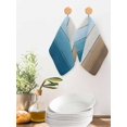 thumbnail image 2 of Blue Brown Ombre Kitchen Dish Towels for Drying Dishes Set of 3, Vintage Country Wooden Waffle Weave Microfiber Hand Tea Bathroom Towels Quick Dry & Absorbent Towel 12x12, 2 of 7