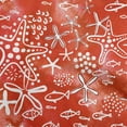 thumbnail image 1 of oneOone Cotton Cambric Red Fabric Starfish & Fish Sewing Fabric By The Yard Printed Diy Clothing Sewing Supplies 56 Inch Wide, 1 of 6