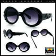 thumbnail image 2 of Womens Classy Mod Round Clout Thick Bevel Deco Plastic Retro Sunglasses Black - Smoke, 2 of 8