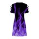 thumbnail image 5 of ICHUANYI Clearance Women Casual Slimming Draw Back Printed Short Sleeves Cold Shoulder Dress(Purple, S) ICHUANYI WER2023081010368, 5 of 5