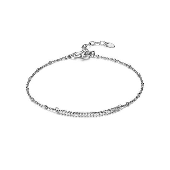 Cheri Jadore BR1A8YZ-W Bracelet de Barre de Stratification Délicate en Zircone Cubique Diamondlite&44; Argent