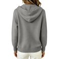 thumbnail image 5 of LEKODE Womens Casual Drawstring Hooded Knit Cardigan Lightweight Long Sleeve V Neck Button Down Sweater Coat Gray XL, 5 of 7