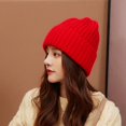 thumbnail image 1 of Cold Hat Big Head Circumference Coarse Wool Hat Women's Spring All-match Warm Loose Face Small Ear Protection Knitted Hat Tide, 1 of 6