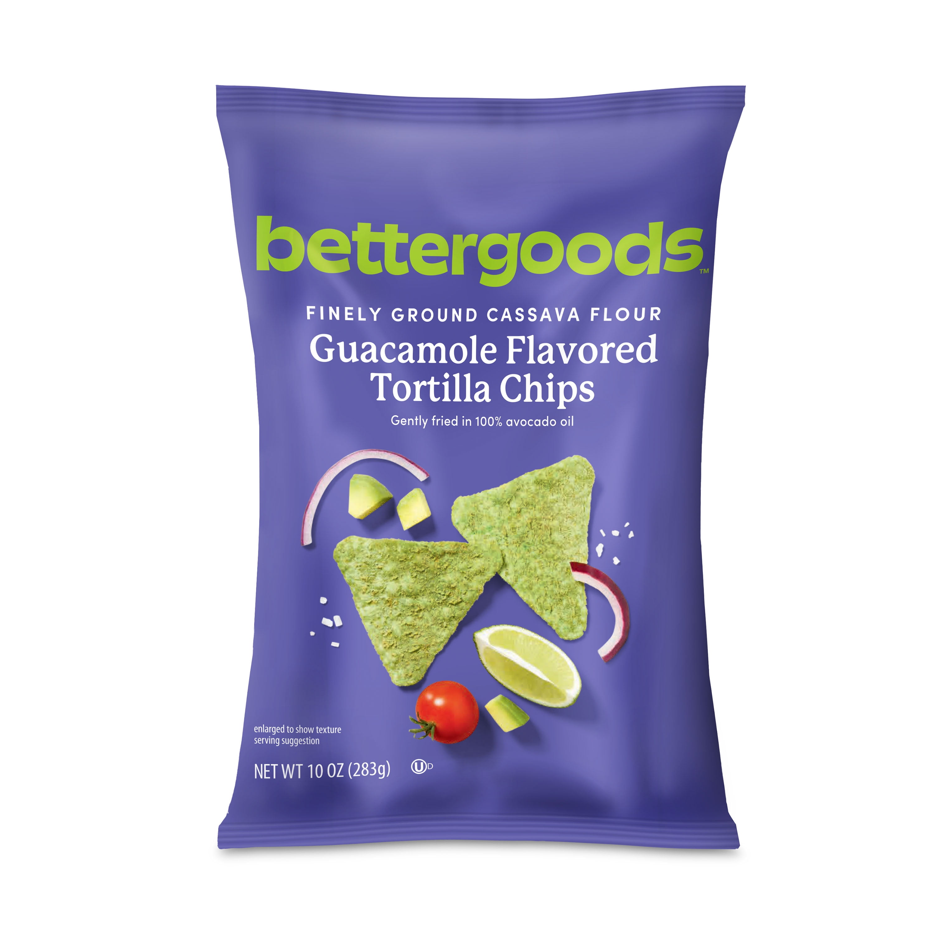 bettergoods Finely Ground Cassava Flour Guacamole Flavored Tortilla Chips 10 oz Walmart