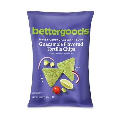 bettergoods Finely Ground Cassava Flour Guacamole Flavored Tortilla Chips, 10 oz