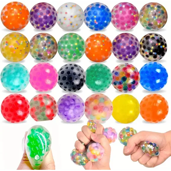 10-Pack Squishy Stress Balls with Colorful Water Beads