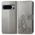 thumbnail image 4 of for Google Pixel 8 Pro Wallet Case, [Flower Embossed] Premium PU Leather Flip Protective Case Cover with Card Holder and Stand with Wrist Strap for Google Pixel 8 Pro, Gray, 4 of 5