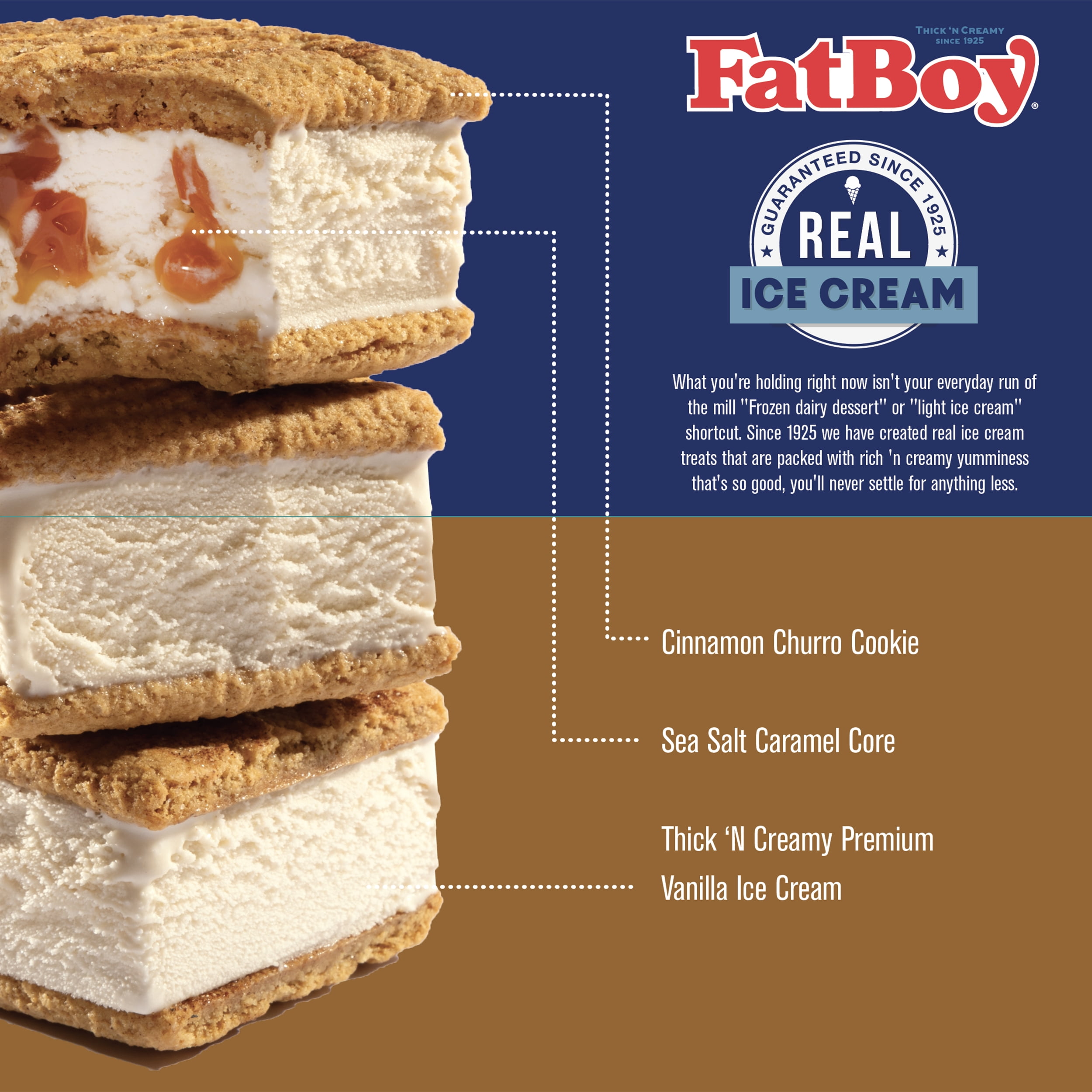 FatBoy Cinnamon Churro Ice Cream Sandwiches, 4 Count