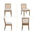 thumbnail image 4 of Dayalane Farmhouse Rattan Dining Chairs Set of 2, Mid Century Modern Dining Side Chairs with Natural Hardwood Frame, Linen Upholstered French Country Kitchen Chairs for Dining Room Bistro, Beige, 4 of 9