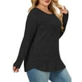 thumbnail image 2 of NISVIYA Women's Plus Size Fall High-Low Knit Sweater - Long Sleeve Crew Neck Comfy Pullover Black, 2 of 5