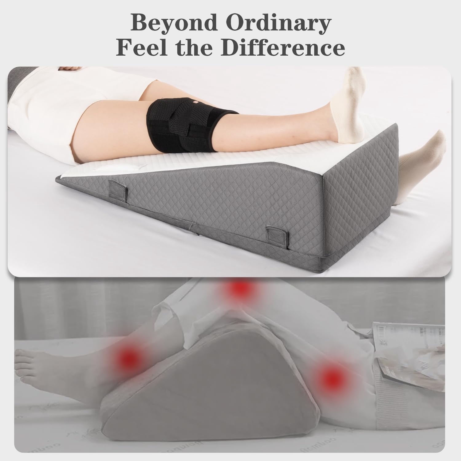 Leg Elevation Pillow for After Surgery – Adjustable Height Knee Surgery Recovery Leg Support Pillow, Designed for Knee Replacement Recovery, Single Leg Elevating Wedge