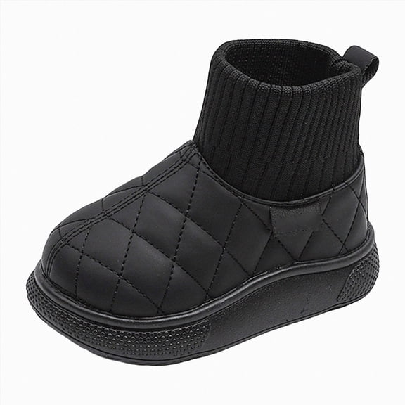 NOLDARES Waterproof Fleece Winter Kids Snow Boots for Girls, Boys, Toddler/Little/Big Kids,Y116-Black