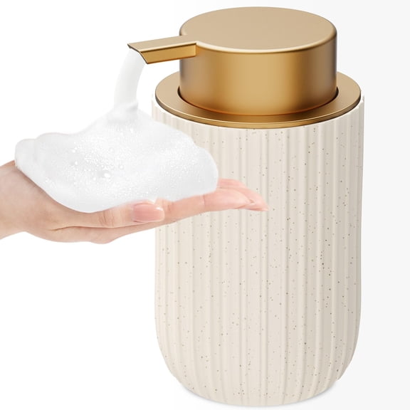Refillable 12oz Ceramic Foam Soap Dispenser, Premium Lotion & Hand Wash Dispenser for Bathroom, Stylish Home & Kitchen Decor