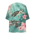 thumbnail image 4 of Clean Beach Cardigan Sweaters For Women Floral Printed Tunics Tops Puff Sleeve Kimono Cardigan Loose Cover Up Casual Blouse Tops 3/4 Sleeve Blouses Summer Going Out Holiday Clothes, 4 of 5