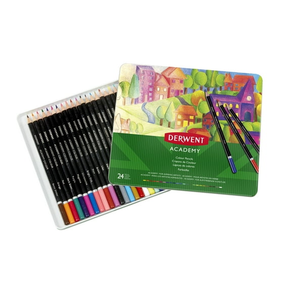 Derwent Academy Colored Pencil Set, 24-Color Tin Set (2301938)