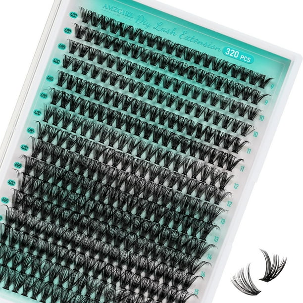 Grupos de extensiones de pestañas, 320 unidades, 40D, aspecto natural y tenue