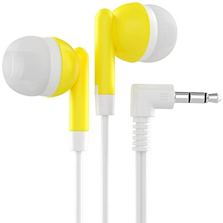 Bulk Earbuds with 3.5 mm Headphone Plug - 10 Pack - Yellow