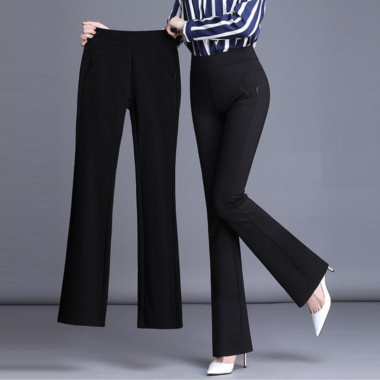 Byte Legend Women's High Waist Elasticity Micro Flared Pants Plus Size ...