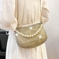thumbnail image 4 of Rhinestone Pearl Handle Clutch for Wedding Party Women Girl Evening Bag with Chain Banquet Purse Female Cocktail Handbag, 4 of 21