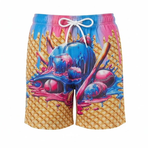 Likimi Childre Girls Shorts Fashionable Adjustable Drawstring Soft Elastic Waist Cartoon Print Summer Shorts Blue Size 7-8 Years