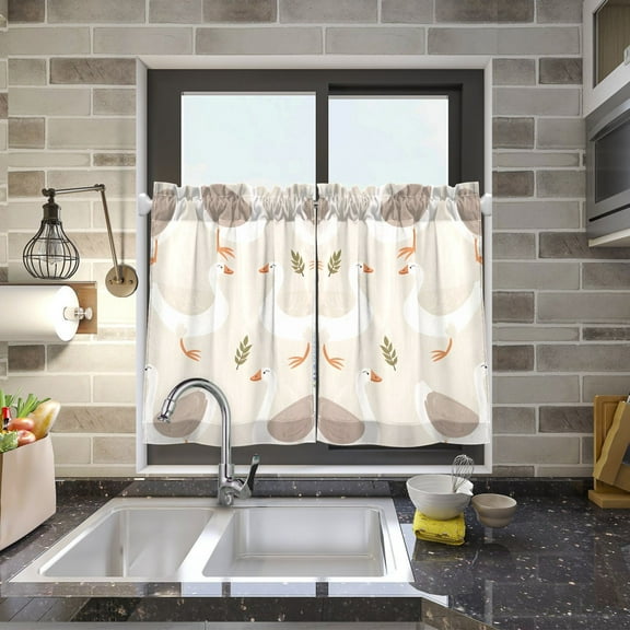 Gooses Kitchen Curtains Half Tier Curtain 2 Rod Pockets Bathroom Bedroom Cupborad Living Room 27"x24"