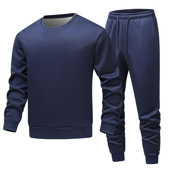 Mens 2 Piece Sweatshirts and Pants Crewneck Long Sleeve Sweat Suits Casual Solid Color Outfit Set, XS